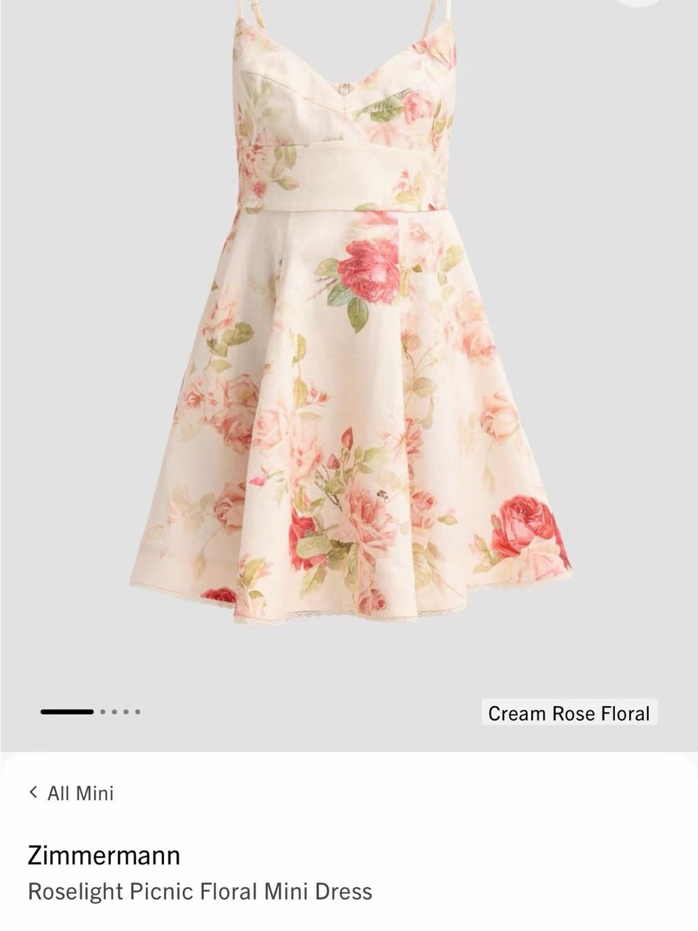 Zimmermann Cream Floral Rose-Print Mini Dress